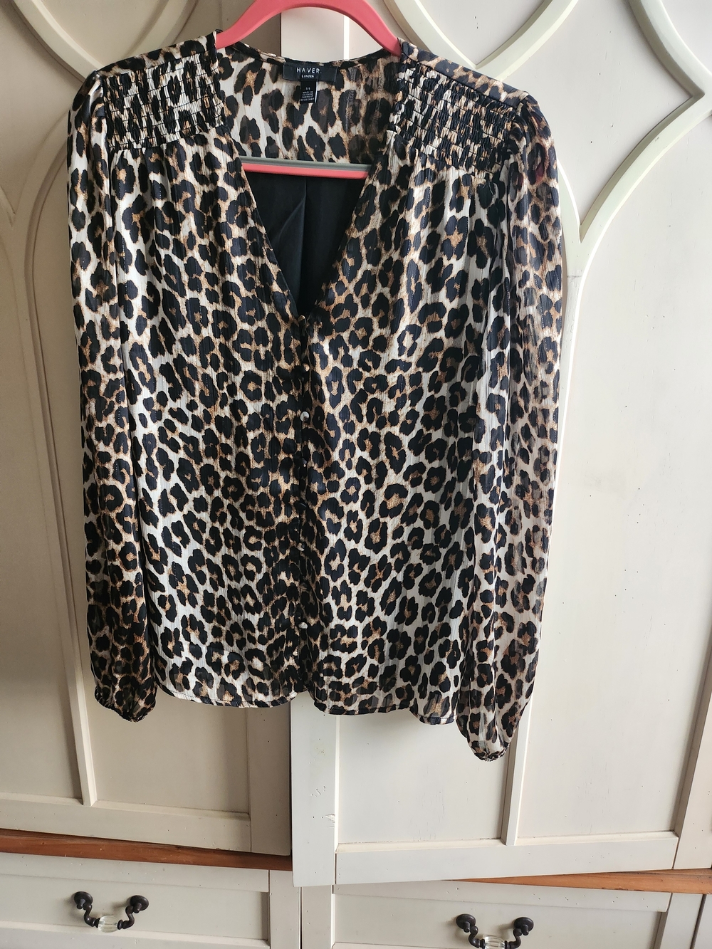 Have Leopard Print Long Sleeve Blouse in Black and Brown